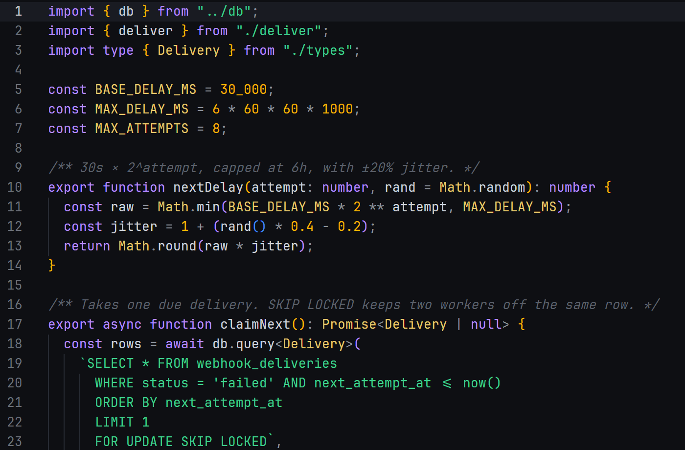 Built-in editor with retry.ts open