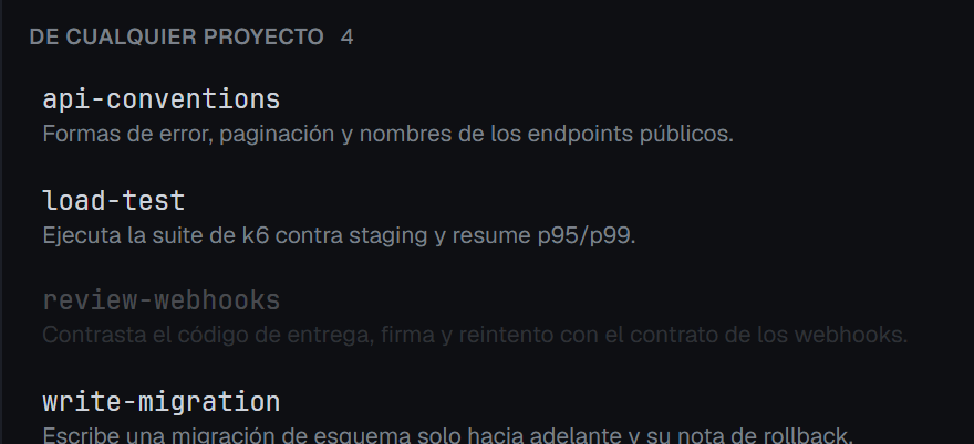 Estante de skills: skills de cualquier proyecto y las tuyas