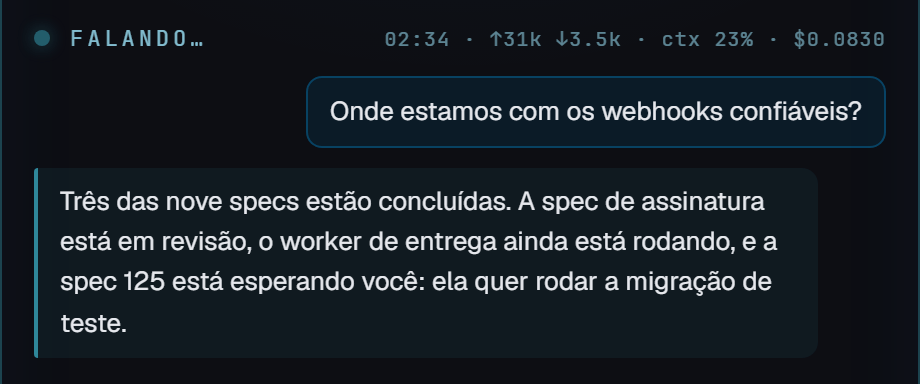 Modo conversa: o app responde em que pé estão os webhooks confiáveis